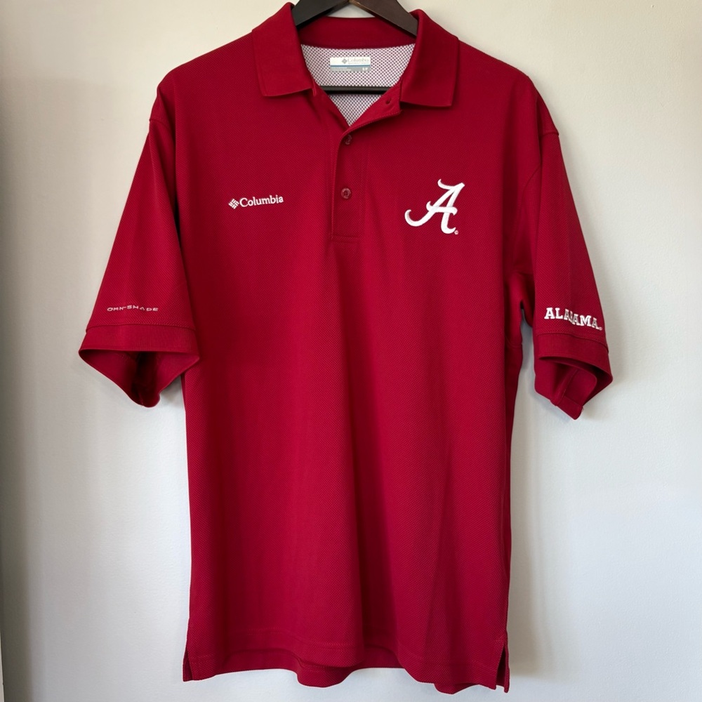 Alabama Crimson Tide Columbia PFG Omni Shade Polo Shirt Red Size Small